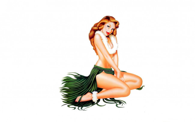 Обои картинки фото рисованное, carlos cartagena, девушка, ожерелье, юбка