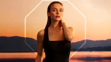 Картинка jodie+comer девушки шатенка платье закат