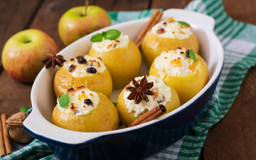 Картинка еда яблоки корица запеченные