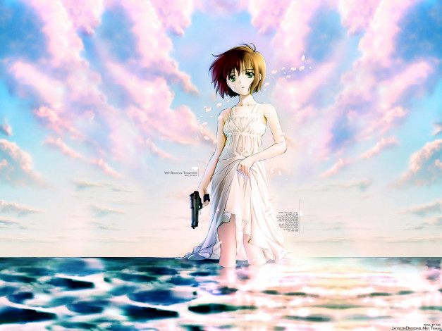 Обои картинки фото аниме, weapon, blood, technology