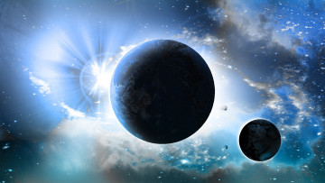 Картинка космос арт туманность свет планеты