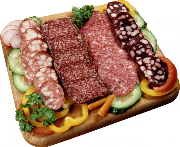 Обои картинки фото еда, колбасные, изделия, колбаса, огурцы