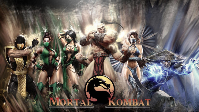 Обои картинки фото mortal, kombat, видео, игры, 2011, jade, raiden, goro, scorpion