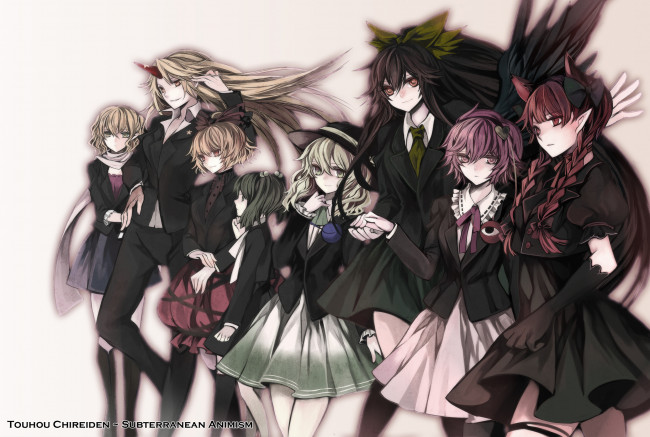 Обои картинки фото аниме, touhou, kaenbyou, rin, reiuji, utsuho, tagme