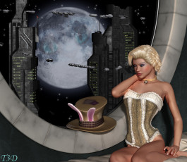 Картинка 3д графика fantasy фантазия девушка шляпа