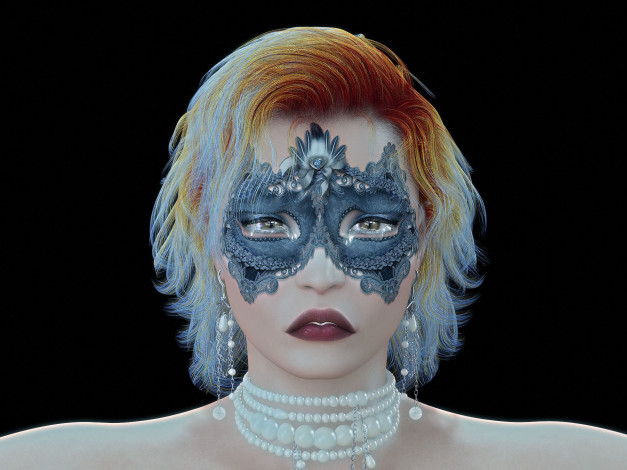 Обои картинки фото 3д, графика, portraits, портрет, маска, лицо, девушка