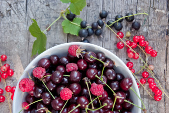 Картинка еда фрукты +ягоды смородина малина черешня