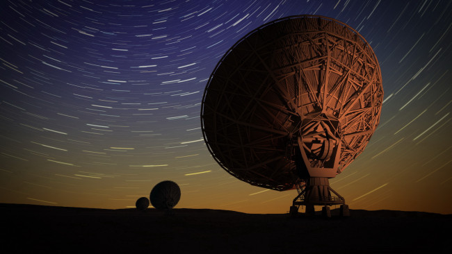 Обои картинки фото космос, разное, другое, звезды, радиотелескоп, вселенная