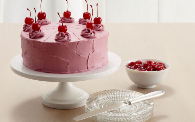 Обои картинки фото еда, торты, вишни