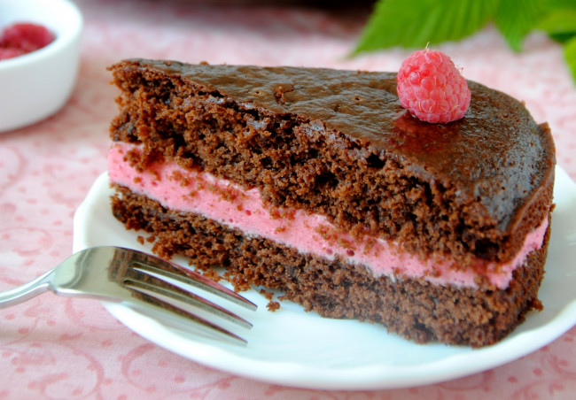 Обои картинки фото еда, торты, малина, крем