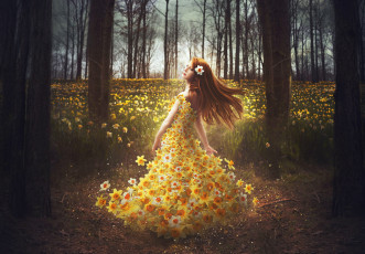 Картинка девушки -unsort+ креатив девушка платье цветы