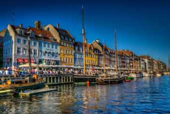 Картинка nyhavn +copenhagen +denmark города копенгаген+ дания дома причалы набережная
