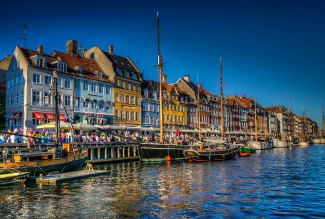 Обои картинки фото nyhavn,  copenhagen,  denmark, города, копенгаген , дания, дома, причалы, набережная