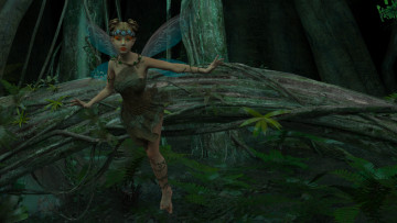 Картинка 3д+графика эльфы+ elves лес фон взгляд фея