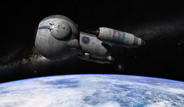 обоя космос, арт, космический, корабль, полет, вселенная, планета