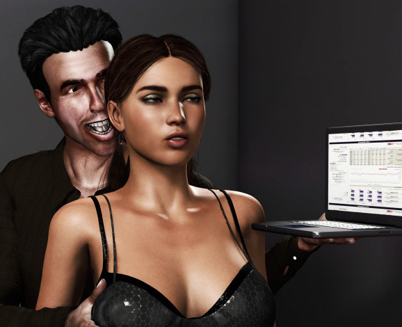 Обои картинки фото 3д графика, романтика , romantics, девушка, взгляд, фон, парень