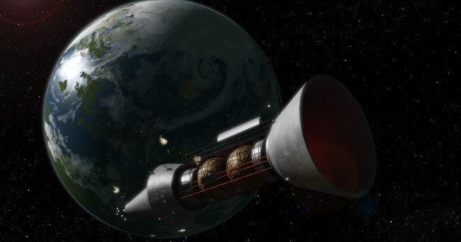 Обои картинки фото космос, арт, космический, корабль, полет, вселенная, планета