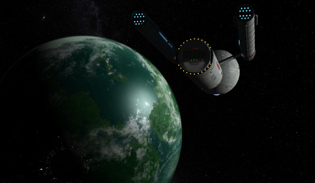 Обои картинки фото космос, арт, космический, корабль, полет, вселенная, планета