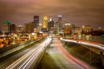 Картинка minneapolis города -+огни+ночного+города побережье