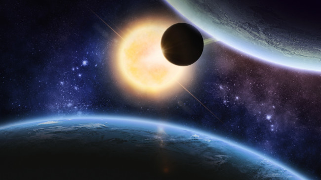 Обои картинки фото космос, арт, планеты, звезды, вселенная, галактика