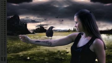 Картинка календари компьютерный+дизайн взгляд птица девушка