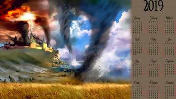 Картинка календари фэнтези катастрофа смерч вихрь крепость