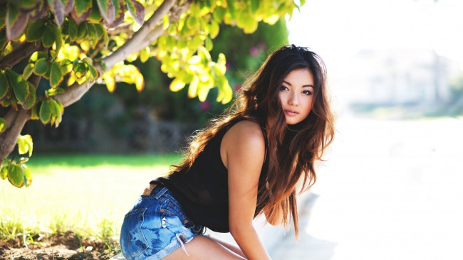 Обои картинки фото девушки, - брюнетки,  шатенки, брюнетка, шорты