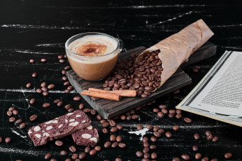 Картинка еда кофе +кофейные+зёрна зерна кофейные корица