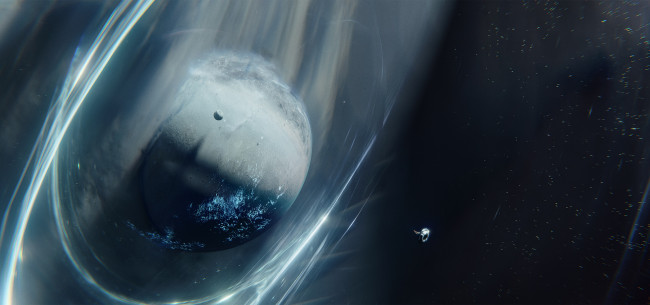 Обои картинки фото космос, арт, планета, спутник, станция