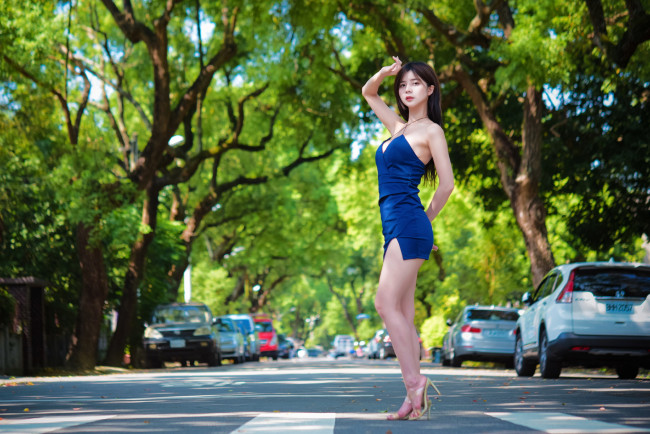 Обои картинки фото девушки, - азиатки, азиатка, платье, мини, duan, jingle