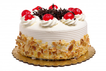 Картинка еда пирожные кексы печенье вишенки крем орехи торт