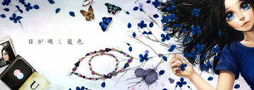 Картинка аниме *unknown другое бабочки фото книга девушка