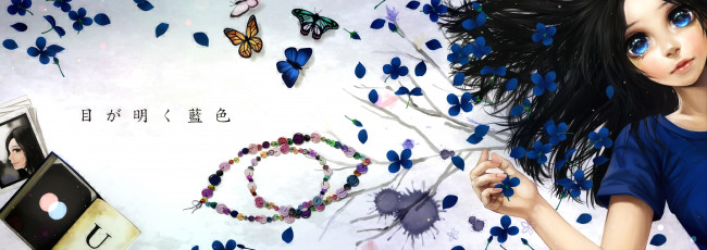 Обои картинки фото аниме, *unknown, другое, бабочки, фото, книга, девушка