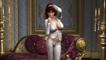 Картинка 3д графика people люди девушка зеркало