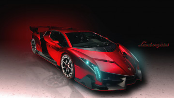 Картинка автомобили lamborghini veneno капот фары передок суперкар красный