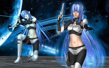 обоя 3д, графика, anime, аниме, kos-mos, девушки