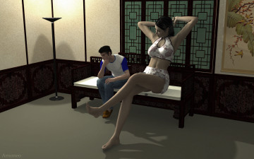 Картинка 3д графика people люди девушка парень комната