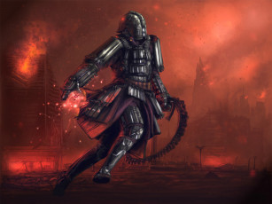 Картинка фэнтези люди солдат будущее разрушения комбинезон шлем