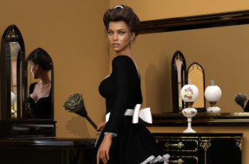 Картинка 3д+графика люди+ people девушка взгляд фон