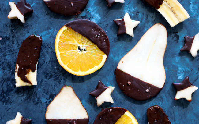 Обои картинки фото еда, цитрусы, шоколад, апельсин