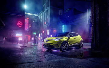 Картинка 2019+toyota+c-hr автомобили toyota ночной город переходы jbl неоновая известь 2019 chr японские тойота