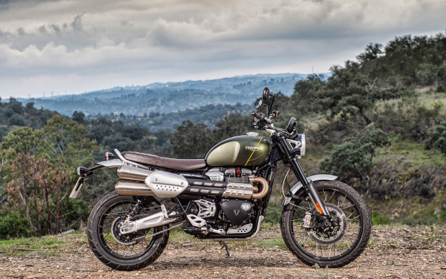 Обои картинки фото 2019 triumph scrambler 1200 xc, мотоциклы, triumph, британские, природа
