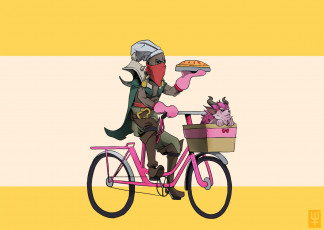 обоя видео игры, league of legends, пайк, велосипед, курьер, самоизоляция, pyke