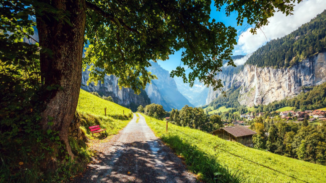 Обои картинки фото lauterbrunnen, switzerland, города, лаутербруннен , швейцария