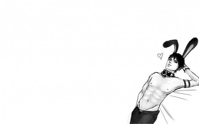 Обои картинки фото рисованное, комиксы, парень, уши, сердечко, торс