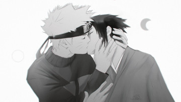 Картинка аниме naruto узумаки наруто учиха саске поцелуй