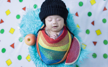 Картинка разное дети ребенок шапка яблоко арбуз