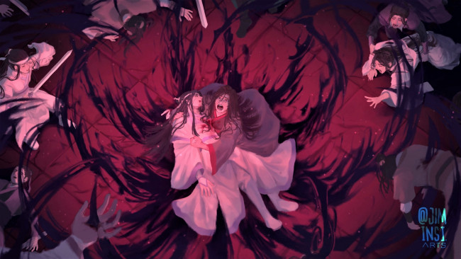 Обои картинки фото аниме, mo dao zu shi, вэй, усянь, лань, ванцзы, крик, заклинатели