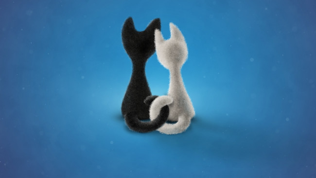 Обои картинки фото рисованное, животные,  коты, кошки, пара