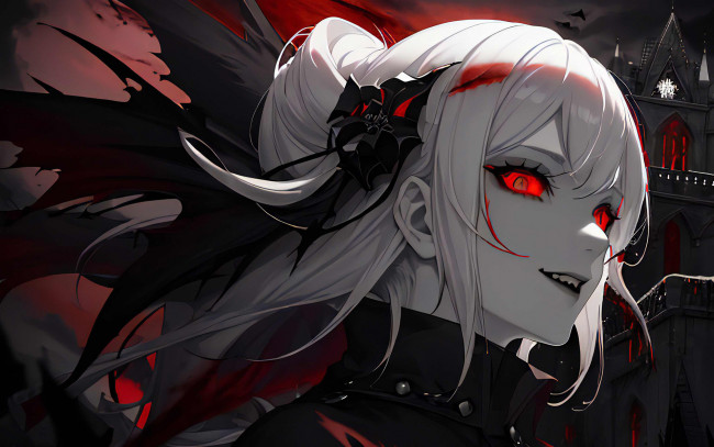 Обои картинки фото arknights, аниме, нейросети, графика, нейроарт, ai, art, нейронные, сети, рисунки, нейро, искусство, девушка, вампир